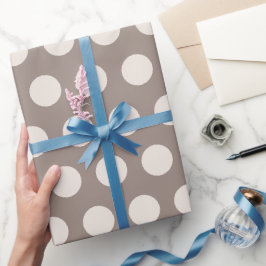 Papel De Presente Natal de Pontos Modernos em Conhaque e Creme
