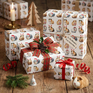 Papel De Presente Natal de Porquinho-da-Índia Fofo e Realista