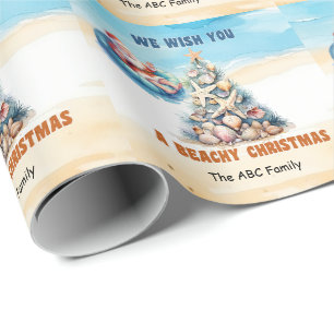 Papel De Presente Natal De Santa Claus No Verão De Julho