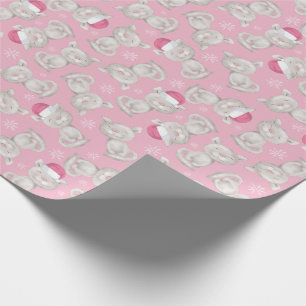 Papel De Presente Natal de Santa Hat, Rosa-Gatinho, bonito