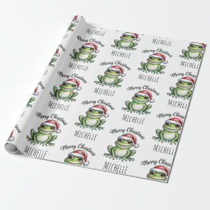 Papel De Presente Natal de Santa Hat, Sapo e bonito personalizado