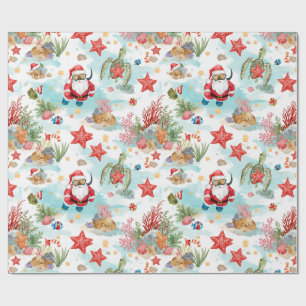 Papel De Presente Natal de Snorkeling Santa Festa de Natal Subaquáti