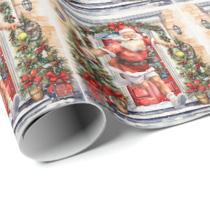 Papel De Presente Natal de tênis Ball Pensado com Papai Noel