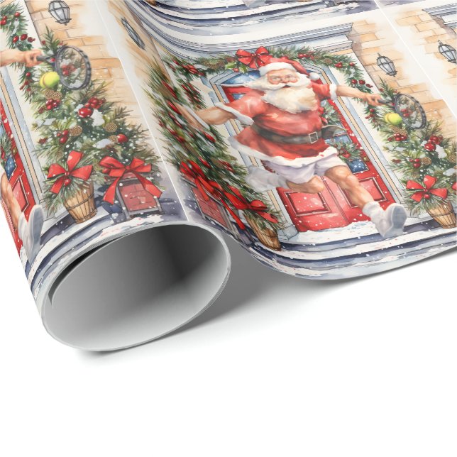 Papel De Presente Natal de tênis Ball Pensado com Papai Noel (Ponta do rolo)