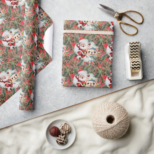 Papel De Presente Natal de tênis Ball Pensado com Papai Noel (Artesanato)