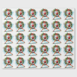 Papel De Presente Natal de Tênis com Papai Noel na quadra