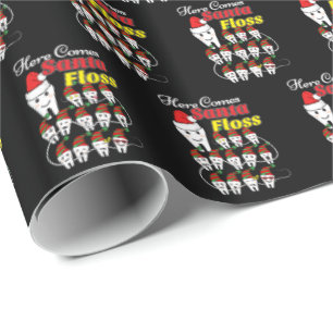 Papel De Presente Natal Dentista - Papais noeis Floss Xmas Pun