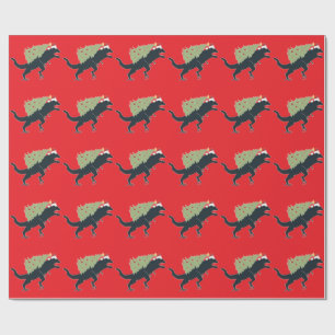 Papel De Presente Natal Dinossauro Divertido e Festivo
