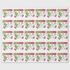 Papel De Presente Natal Divertido Seis Sete Monstro Verde Feriado