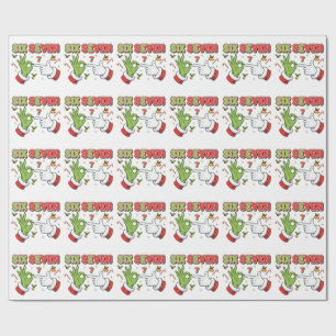 Papel De Presente Natal Divertido Seis Sete Monstro Verde Feriado
