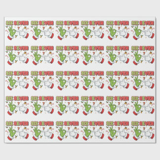 Papel De Presente Natal Divertido Seis Sete Monstro Verde Feriado
