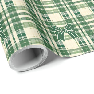 Papel De Presente Natal do Arco da Xadrez Verde