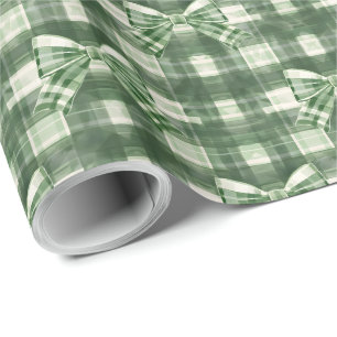 Papel De Presente Natal do Arco da Xadrez Verde