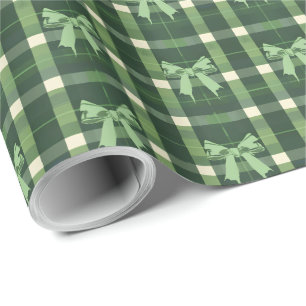 Papel De Presente Natal do Arco da Xadrez Verde