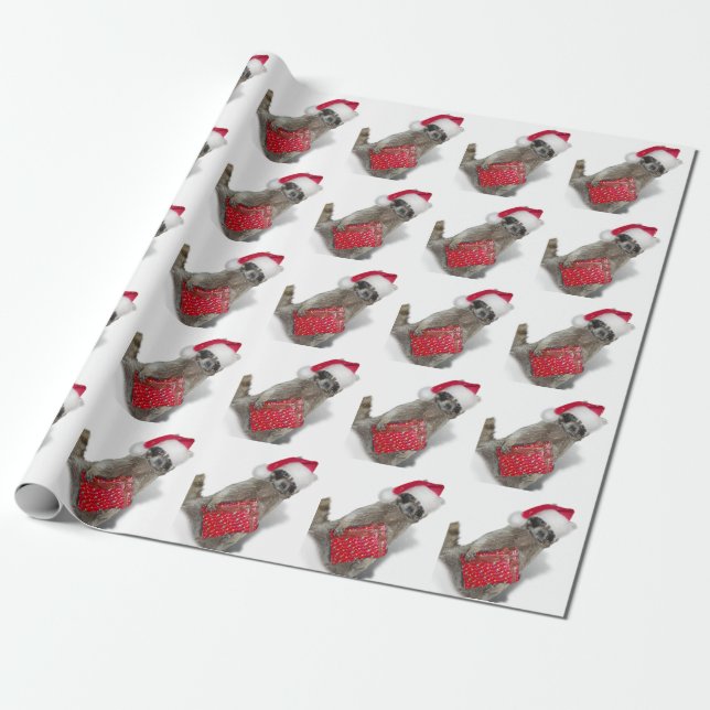 Papel De Presente Natal do Bandido Guaxinim Santa (Desenrolado)
