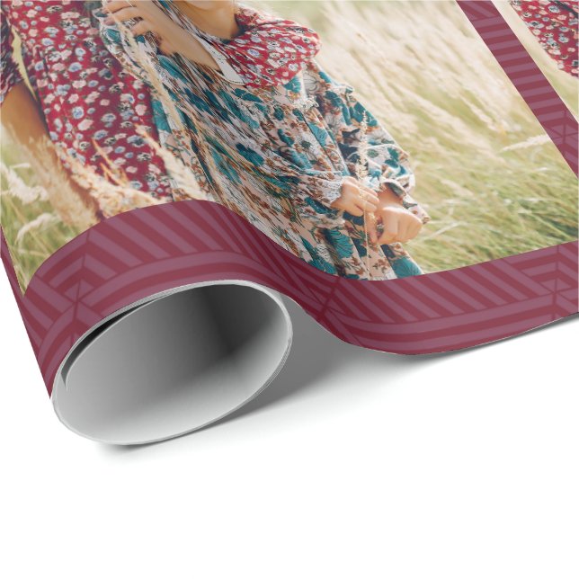 Papel De Presente Natal do bonito Berry Red Geométrico Impressão (Ponta do rolo)