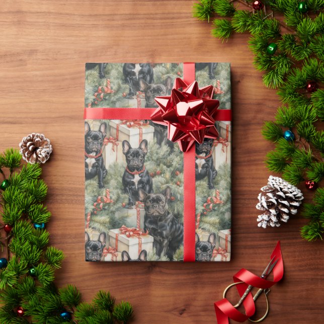 Papel De Presente Natal do Buldogue Francês (Presente de Natal)