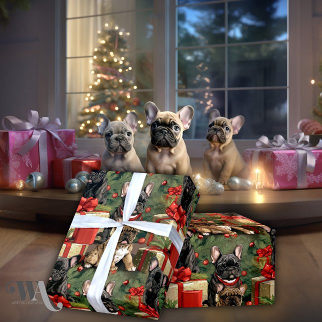 Papel De Presente Natal do Bulldog Winter Woof-tales francês (Criador carregado)