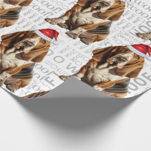 Papel De Presente Natal do Cachorro Feriado no Basset Hound