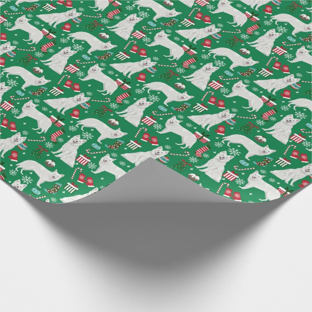 Papel De Presente Natal do Cão Branco (Ponta)