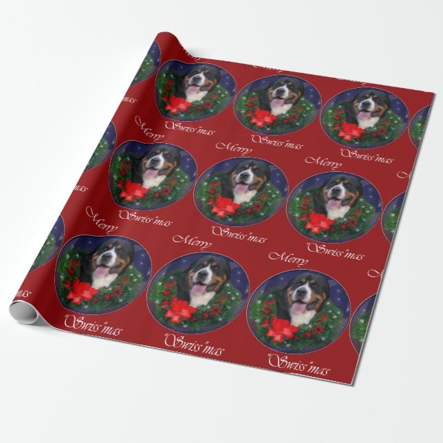 Papel De Presente Natal do Cão da Grande Suíça (Desenrolado)