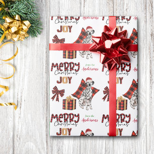 Papel De Presente Natal do Cão Dalmaciano da Xadrez de Buffalo