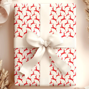 Papel De Presente Natal do Cervo Saltitante Vermelho