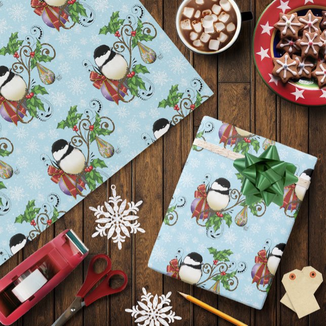 Papel De Presente Natal do Chickadee de inverno (Criador carregado)