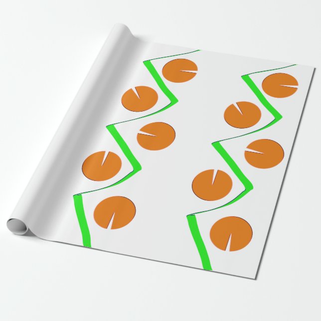 Papel De Presente Natal do Design Abstrato Verde Laranja (Desenrolado)
