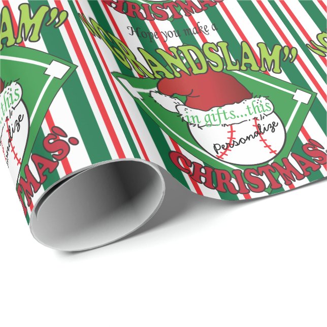 Papel De Presente *Natal do DuPE Grand Slam Baseball | DIY Name (Ponta do rolo)