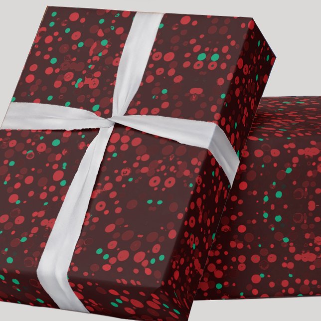 Papel De Presente Natal do Elegante Red Burgundy Circles (Criador carregado)