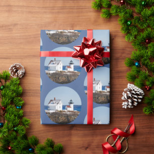 Papel De Presente Natal do Farol Rustic Ocean