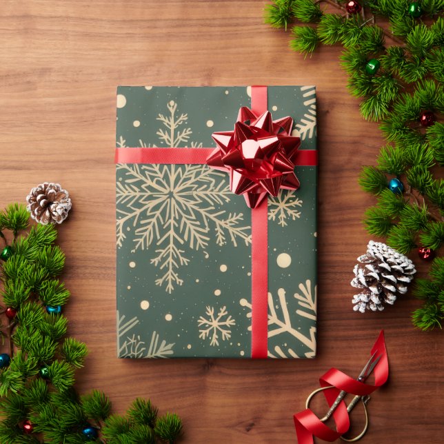 Papel De Presente Natal do Floco de Neve Elegante (Presente de Natal)