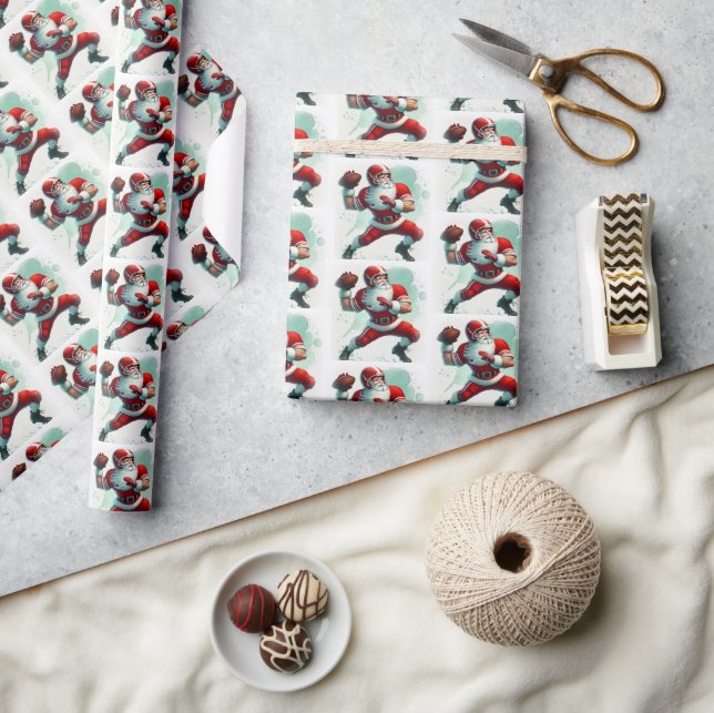 Papel De Presente Natal do jogador de futebol papai noel (Artesanato)