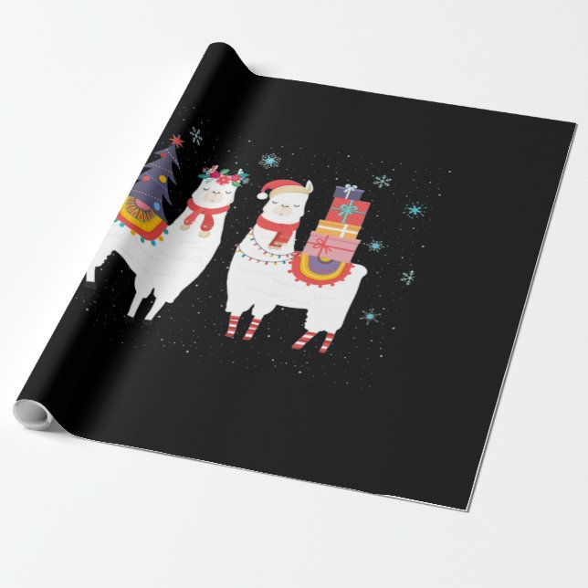 Papel De Presente Natal do Llama - Natal do Alpaca (Desenrolado)