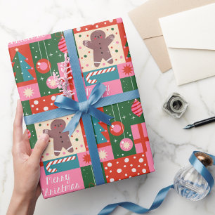 Papel De Presente Natal do Noel de Férias Geométricas do Xmas