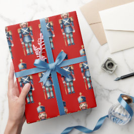 Papel De Presente Natal do Noz-Noz Vermelho e Azul