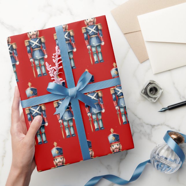 Papel De Presente Natal do Noz-Noz Vermelho e Azul (Presentear)