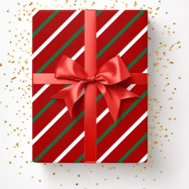 Papel De Presente Natal do Padrão de Stripes Vermelhas Elegante