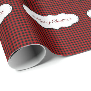 Papel De Presente Natal do Padrão de Verificação de Xadrezes de Buff