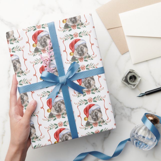Papel De Presente Natal do padrão do cão german shepherd (Presentear)