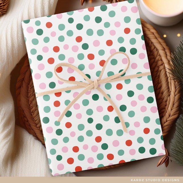 Papel De Presente Natal do padrão moderno de ponto festivo (Christmas gift wrapping paper rolls, choose length and paper finish.)