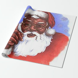 Papel De Presente Natal do Papai Noel Africano Negro