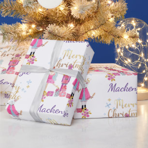 Papel De Presente Natal do Pastel Nutcracker da Aquarela