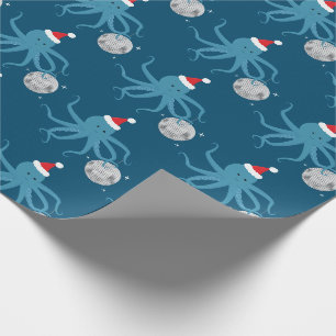 Papel De Presente Natal do Polvo Santa Ball Azul
