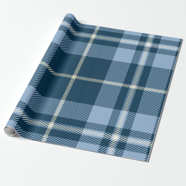 Papel De Presente Natal do Tartan Azul Britânico (Desenrolado)