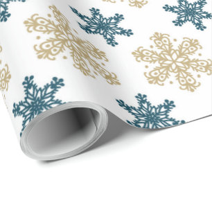 Papel De Presente Natal do teste padrão do floco de neve