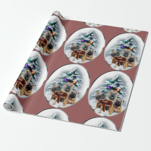 Papel De Presente Natal do trio de Shar-pei do chinês
