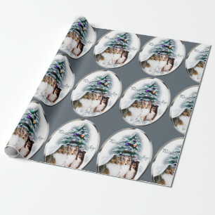 Papel De Presente Natal do trio do Sheepdog de Shetland