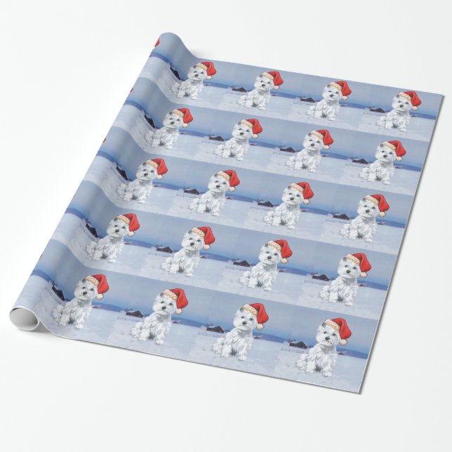 Papel De Presente Natal do Westie (Desenrolado)